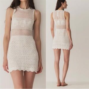 Doen Crochet Shell-Detail Mini Dress